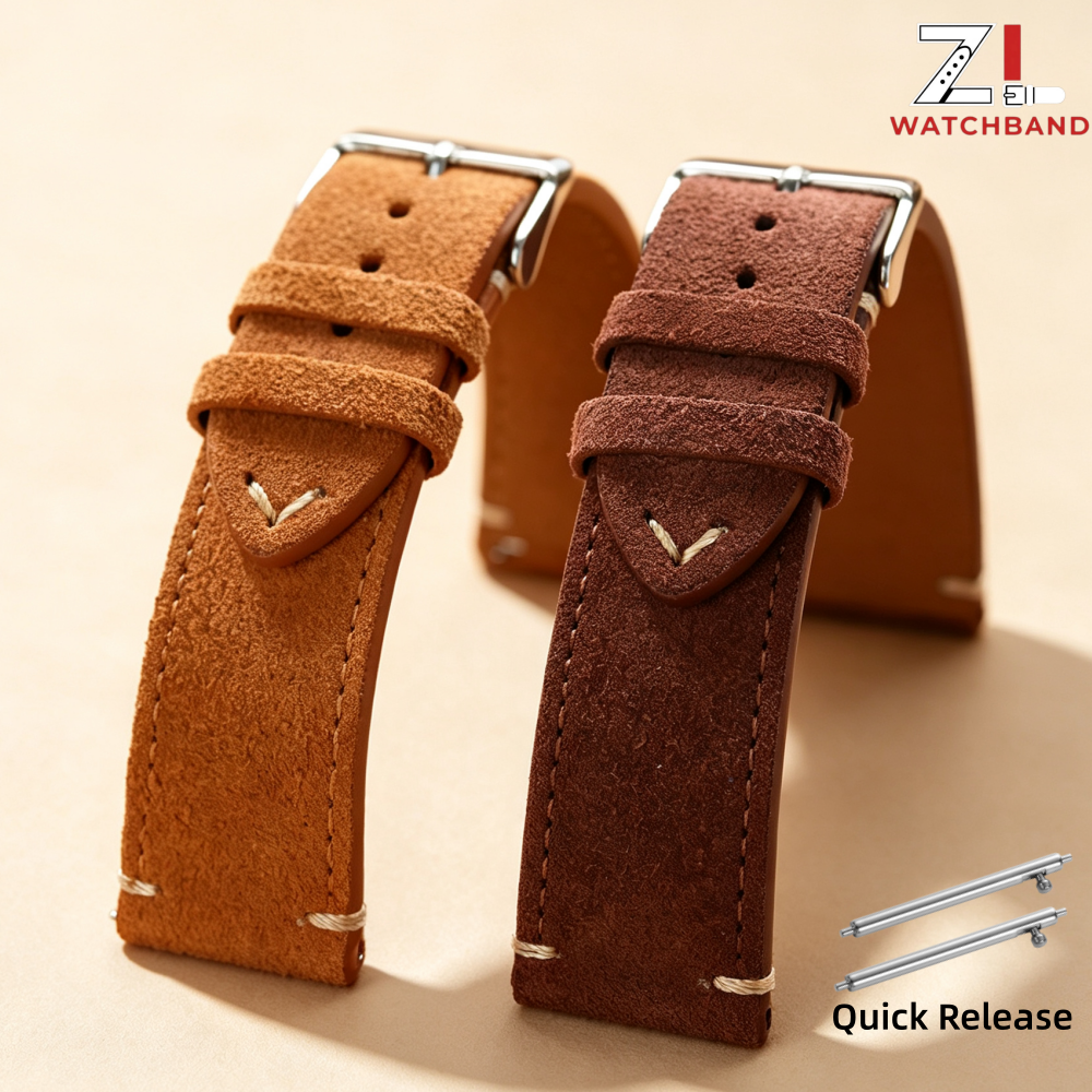 Suede Strap Watch - Suede Genuine Leather Watch Strap 18mm