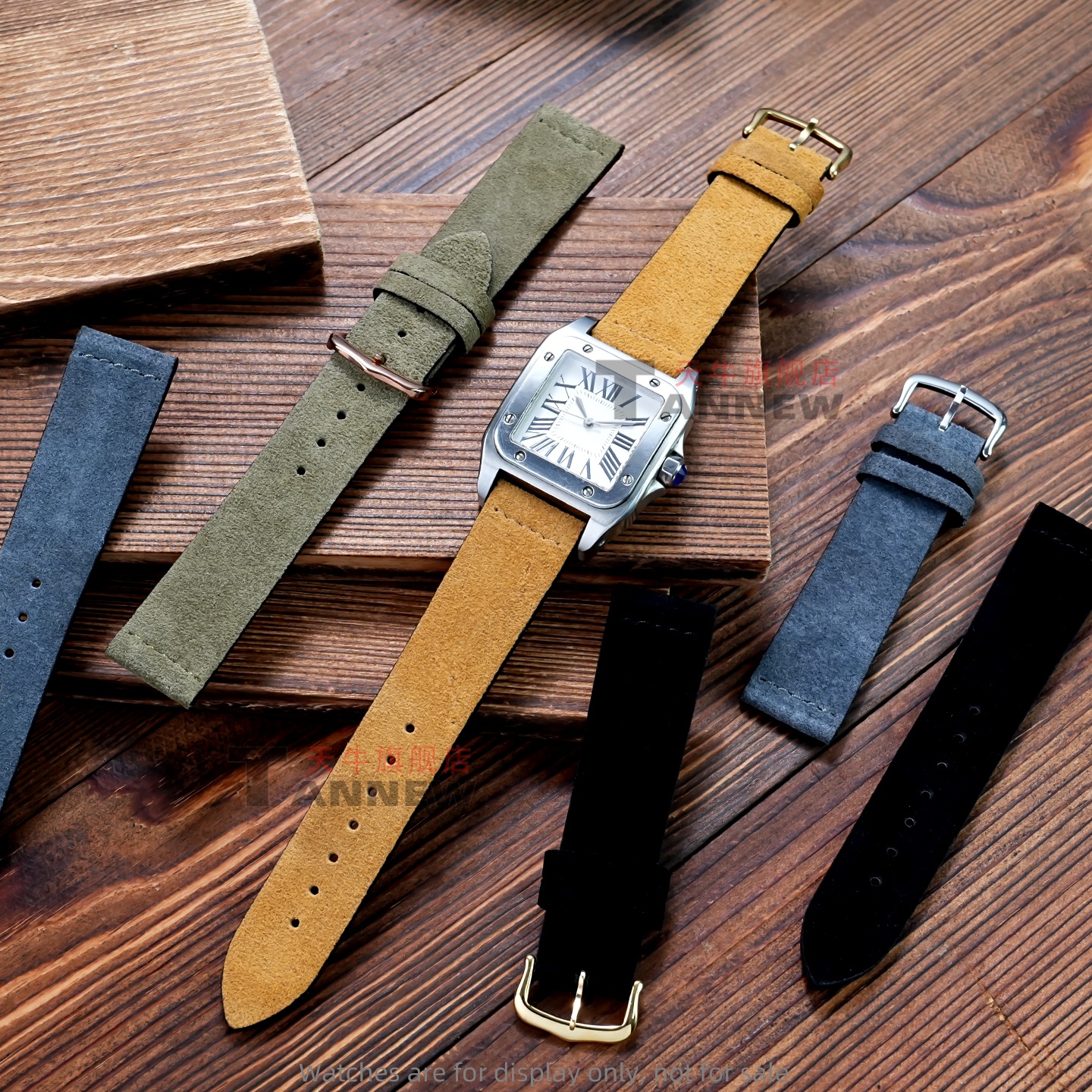 Suede Strap Watch - For Cartier Tank, Santos-Dumont & Santos