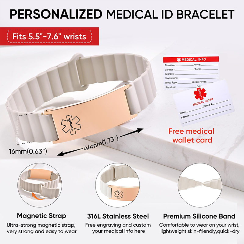 Custom Medical ID Bracelet for - مراجعة Silicone Band Women وسعره