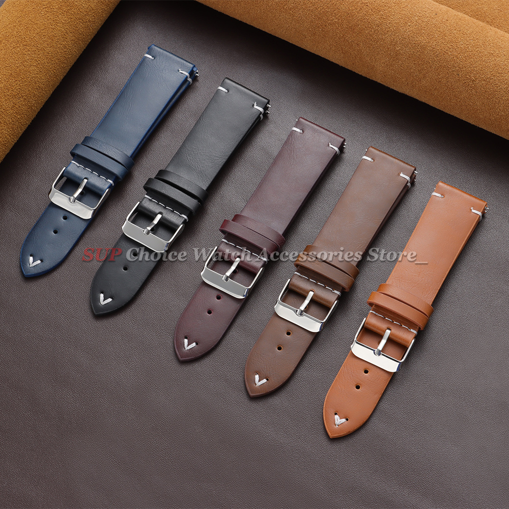 18mm 20mm 22mm Vintage Oil Wax - مراجعة Leather Strap Quick Release وسعره