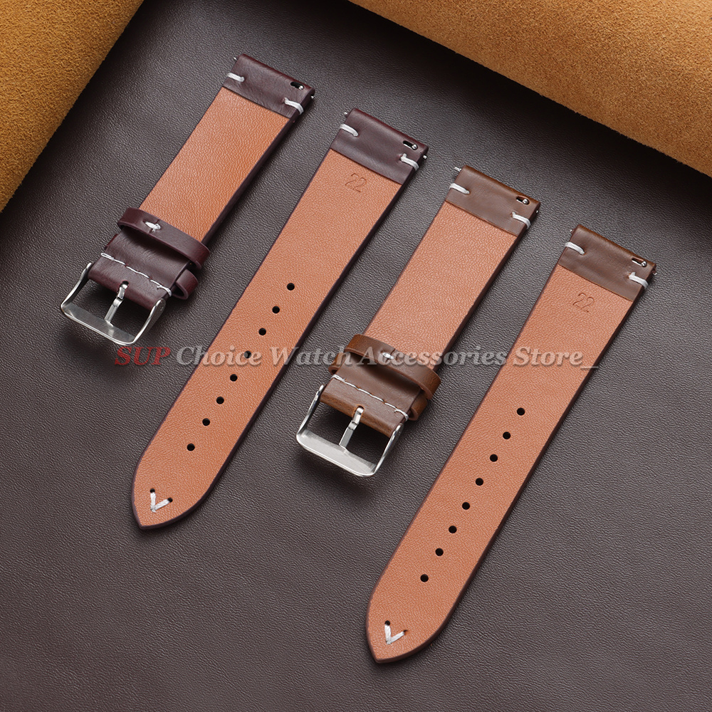 18mm 20mm 22mm Vintage Oil Wax - مراجعة Leather Strap Quick Release وسعره