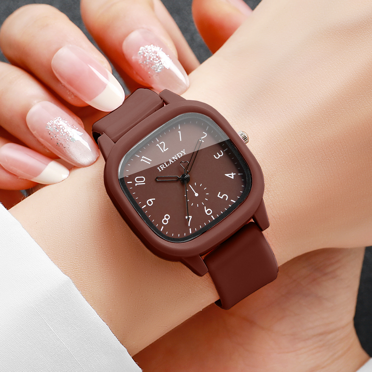 2PCS/Set Fashion Square Arabic - مراجعة Silicone Band Women وسعره