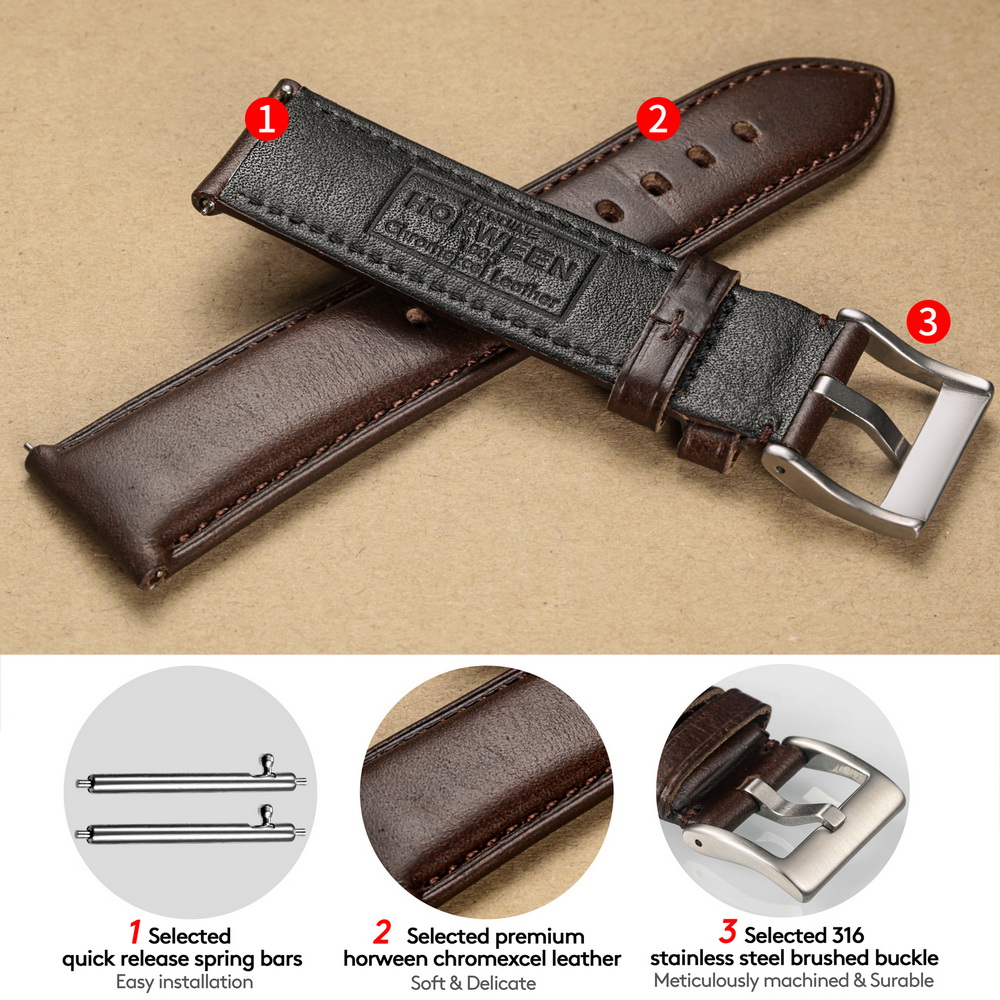Hemsut Watch Bands Genuine Lea - مراجعة Leather Strap Quick Release وسعره