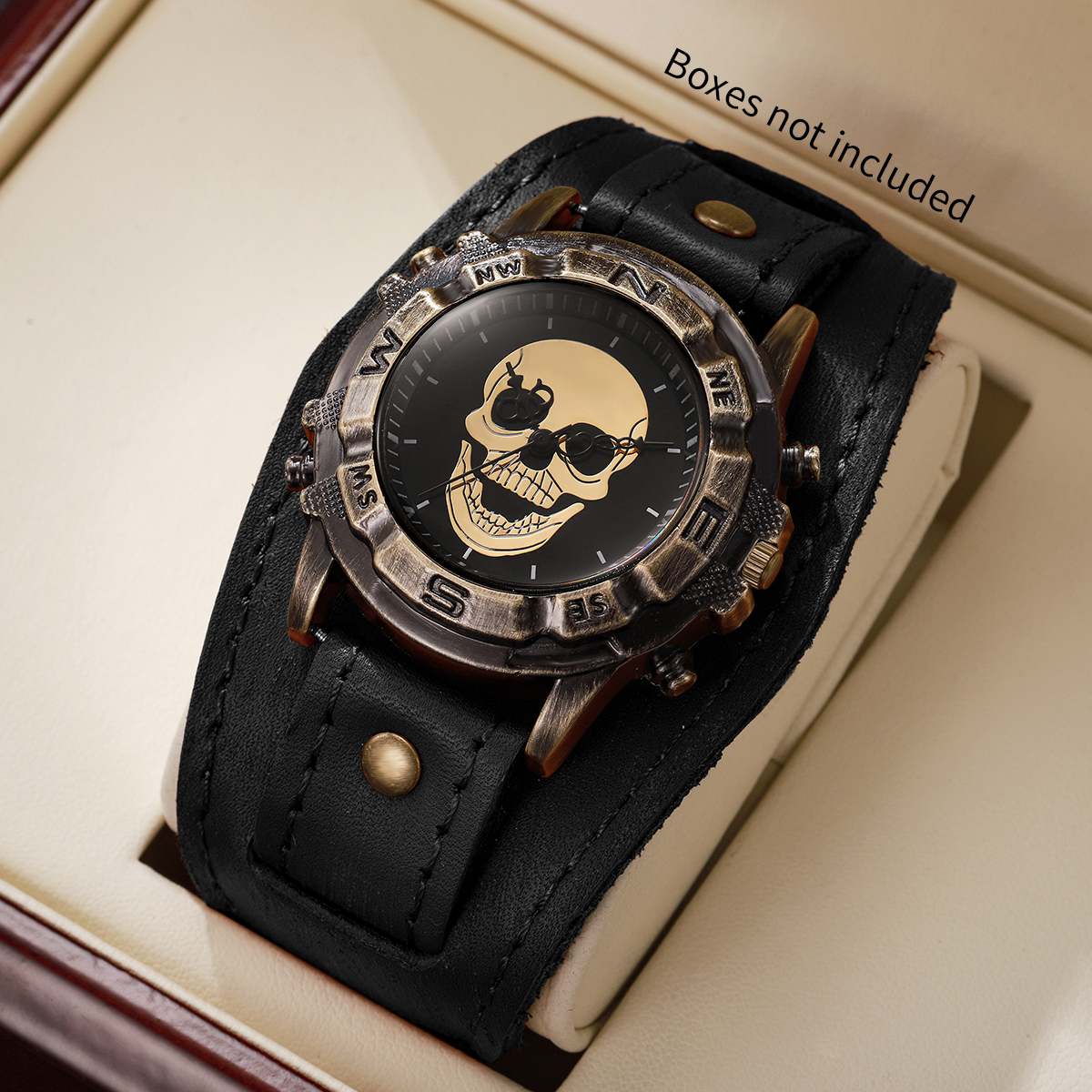 Vintage Skull Men Watch Wide D - مراجعة Leather Watch Band Men وسعره