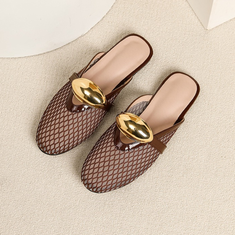 Summer Mesh Flat Slippers Wome - مراجعة Mesh Strap Metal وسعره