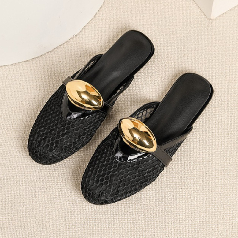 Summer Mesh Flat Slippers Wome - مراجعة Mesh Strap Metal وسعره