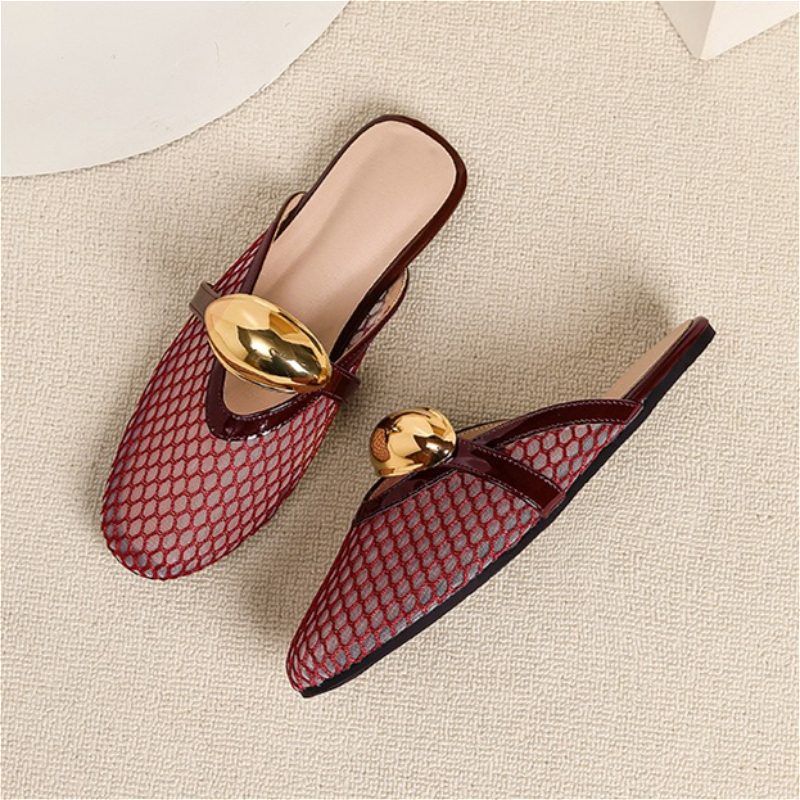 Summer Mesh Flat Slippers Wome - مراجعة Mesh Strap Metal وسعره