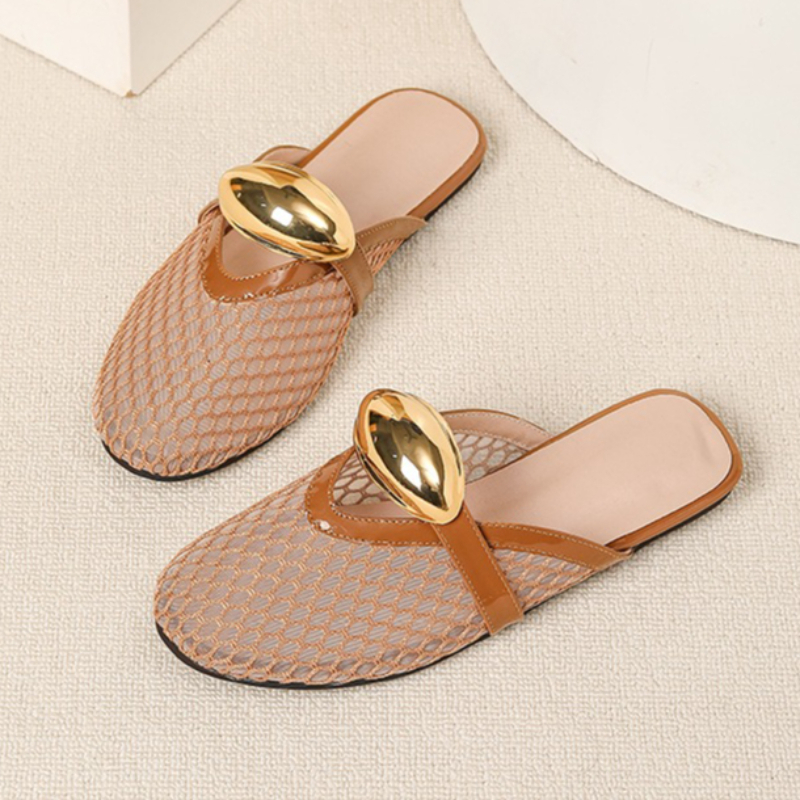 Summer Mesh Flat Slippers Wome - مراجعة Mesh Strap Metal وسعره