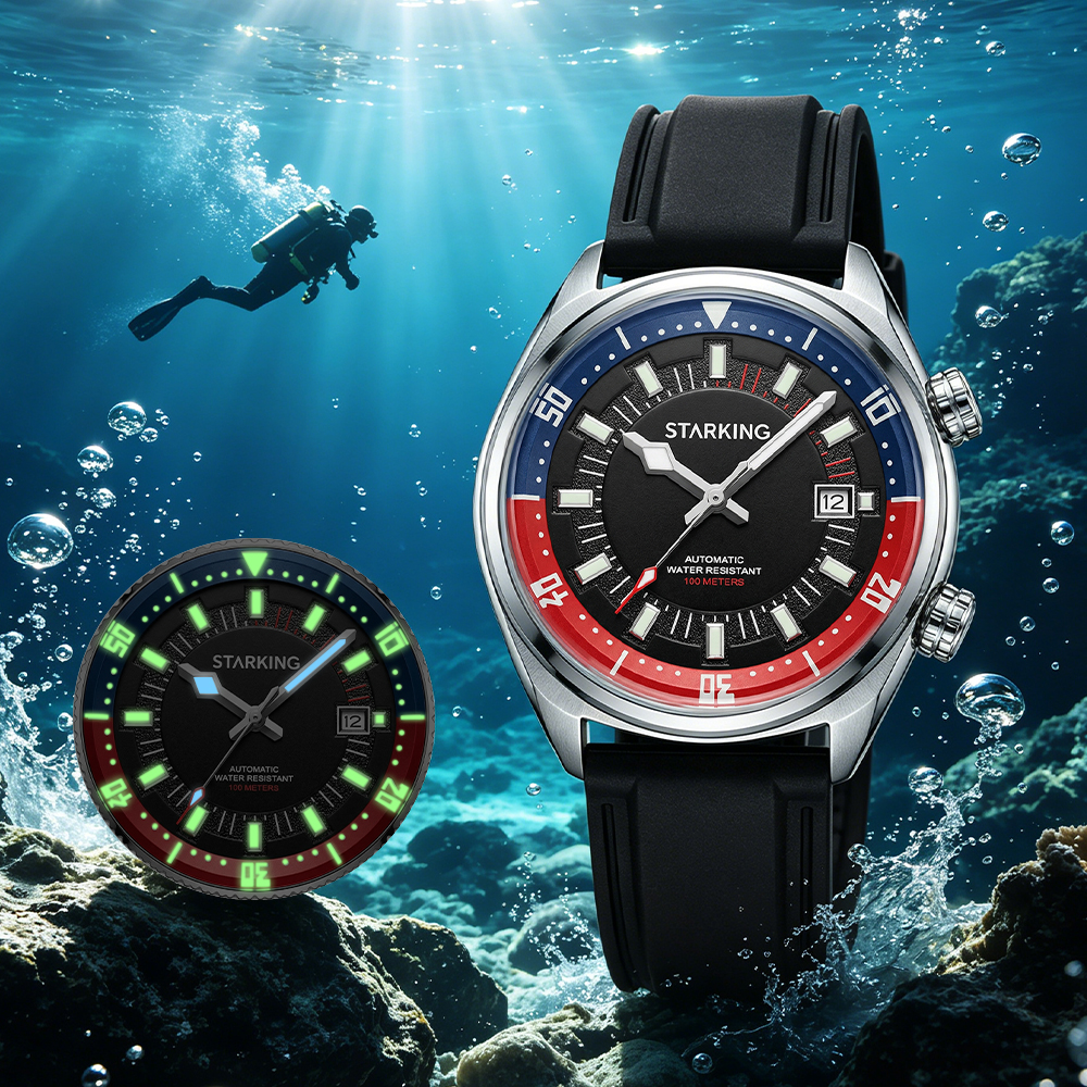STARKING Men's Automatic 8215  - مراجعة Rubber Strap Diver وسعره