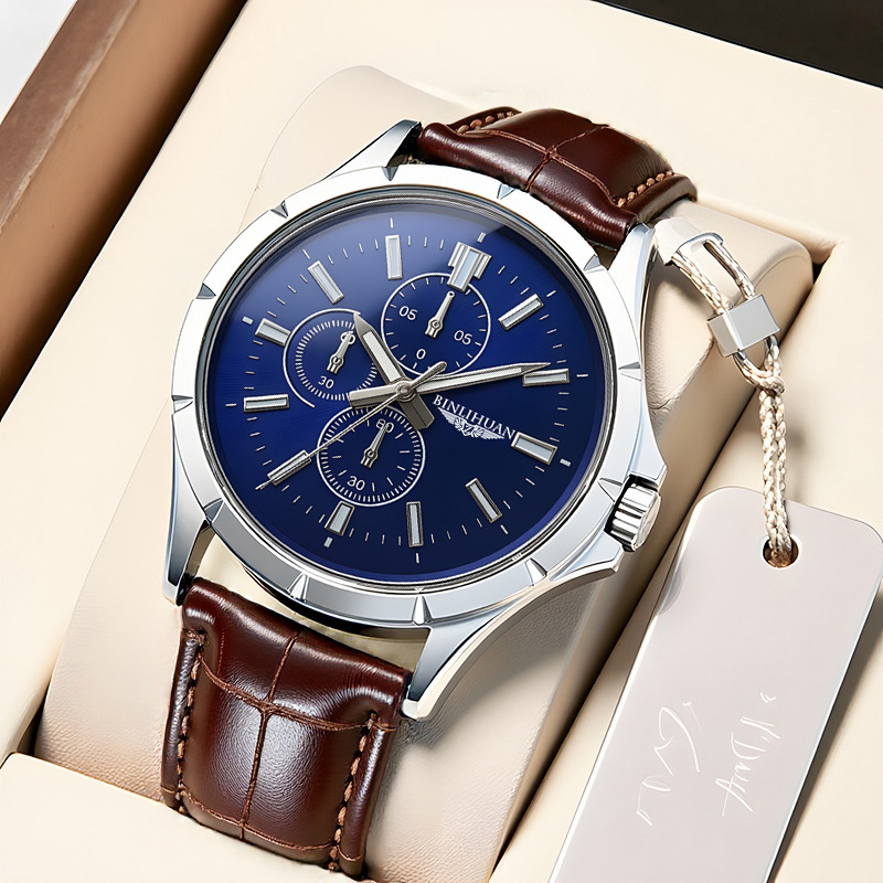 Men Chronograph Quartz Watch,  - مراجعة Leather Watch Band Men وسعره