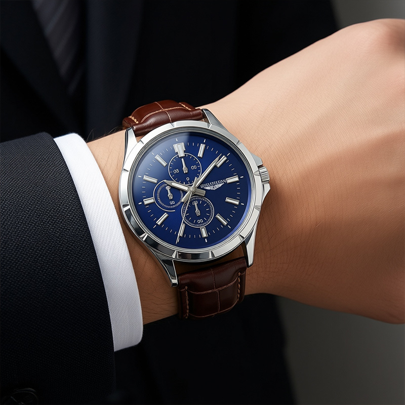 Men Chronograph Quartz Watch,  - مراجعة Leather Watch Band Men وسعره