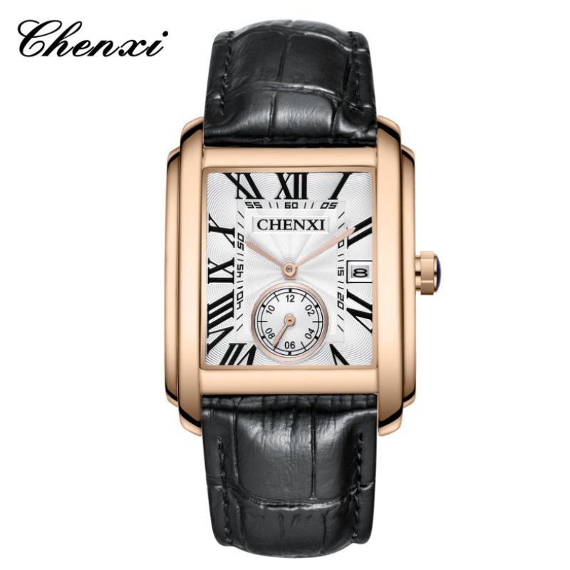 CHENXI 8216 Fashion Classic Sq - مراجعة Leather Watch Band Men وسعره