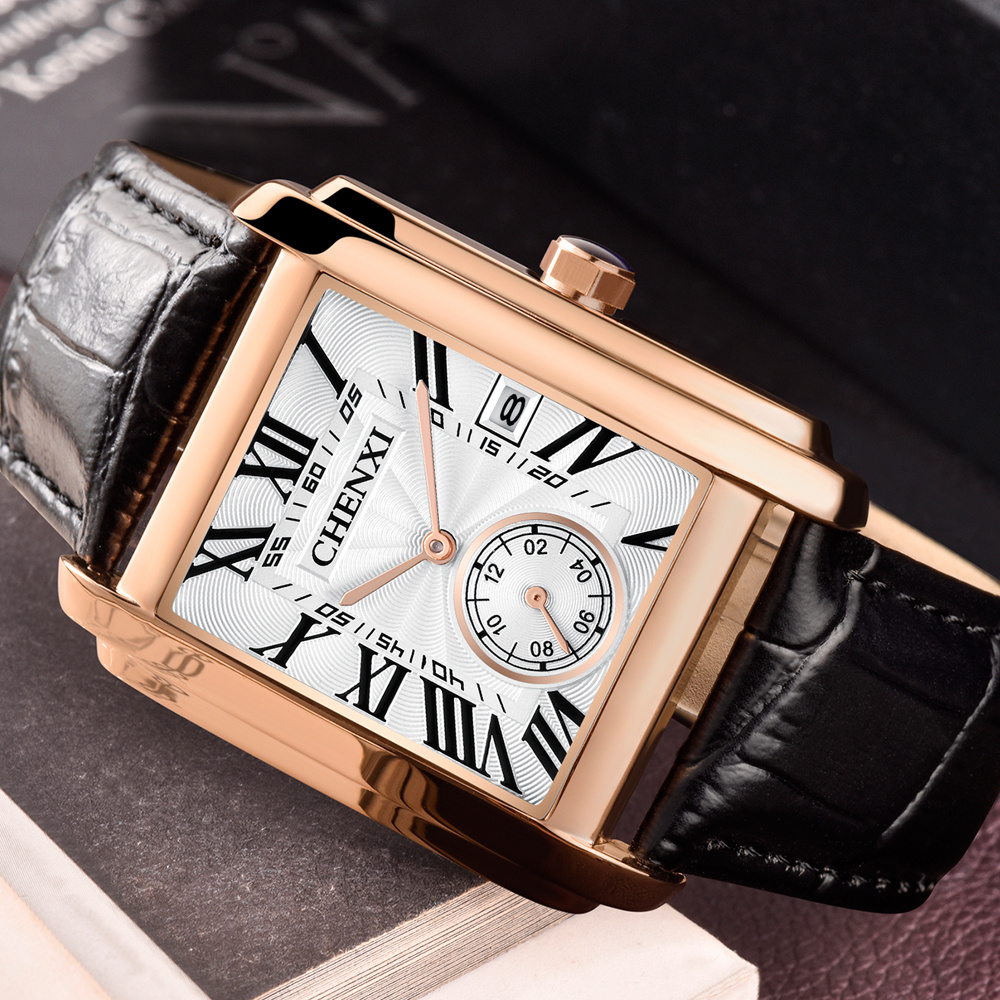 CHENXI 8216 Fashion Classic Sq - مراجعة Leather Watch Band Men وسعره