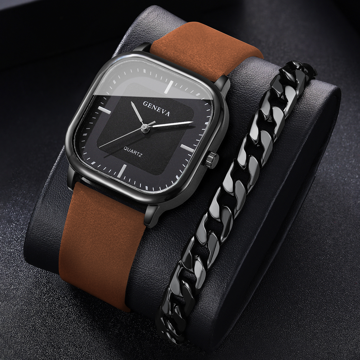 2PCS/Set Fashion Leather Strap - مراجعة Leather Watch Band Men وسعره