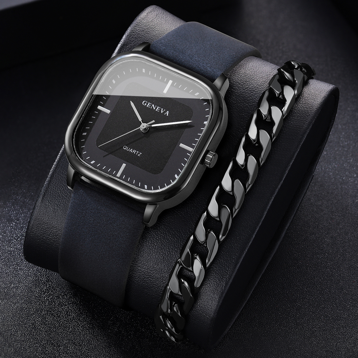 2PCS/Set Fashion Leather Strap - مراجعة Leather Watch Band Men وسعره