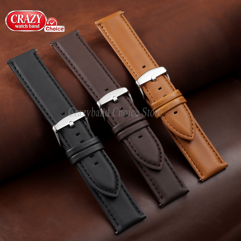 Oil Wax Cowhide Watch Band 18m - مراجعة Leather Strap Quick Release وسعره