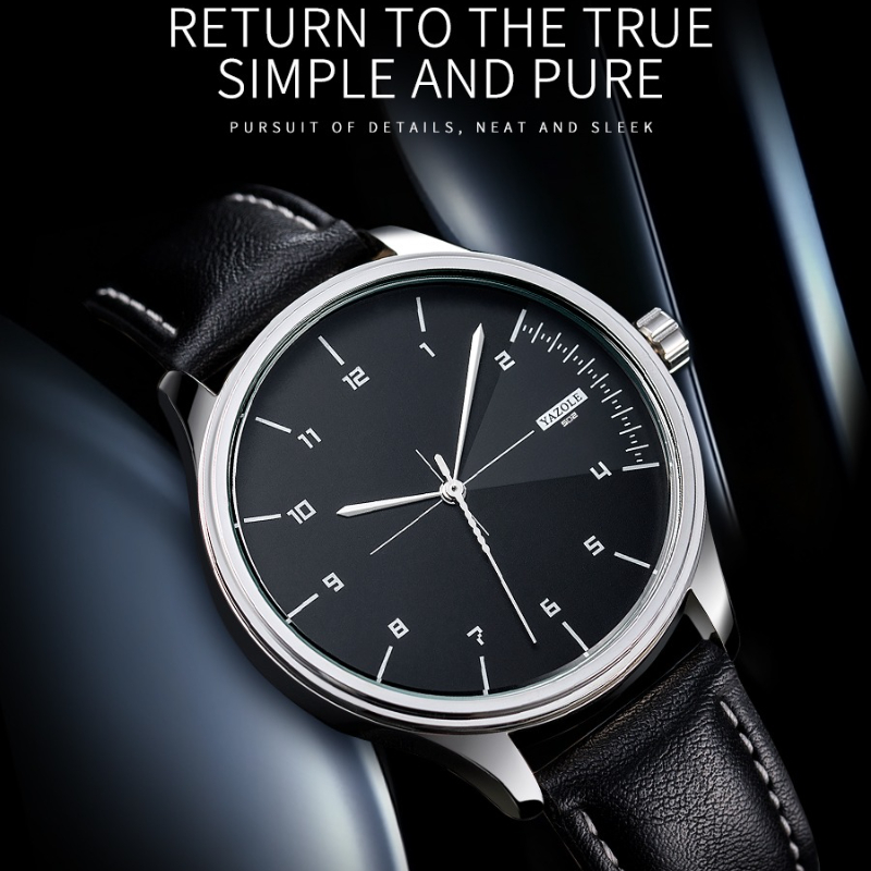 Top Brand YAZOLE Quartz Watche - مراجعة Leather Watch Band Men وسعره