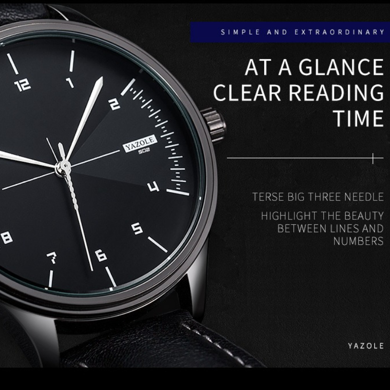 Top Brand YAZOLE Quartz Watche - مراجعة Leather Watch Band Men وسعره