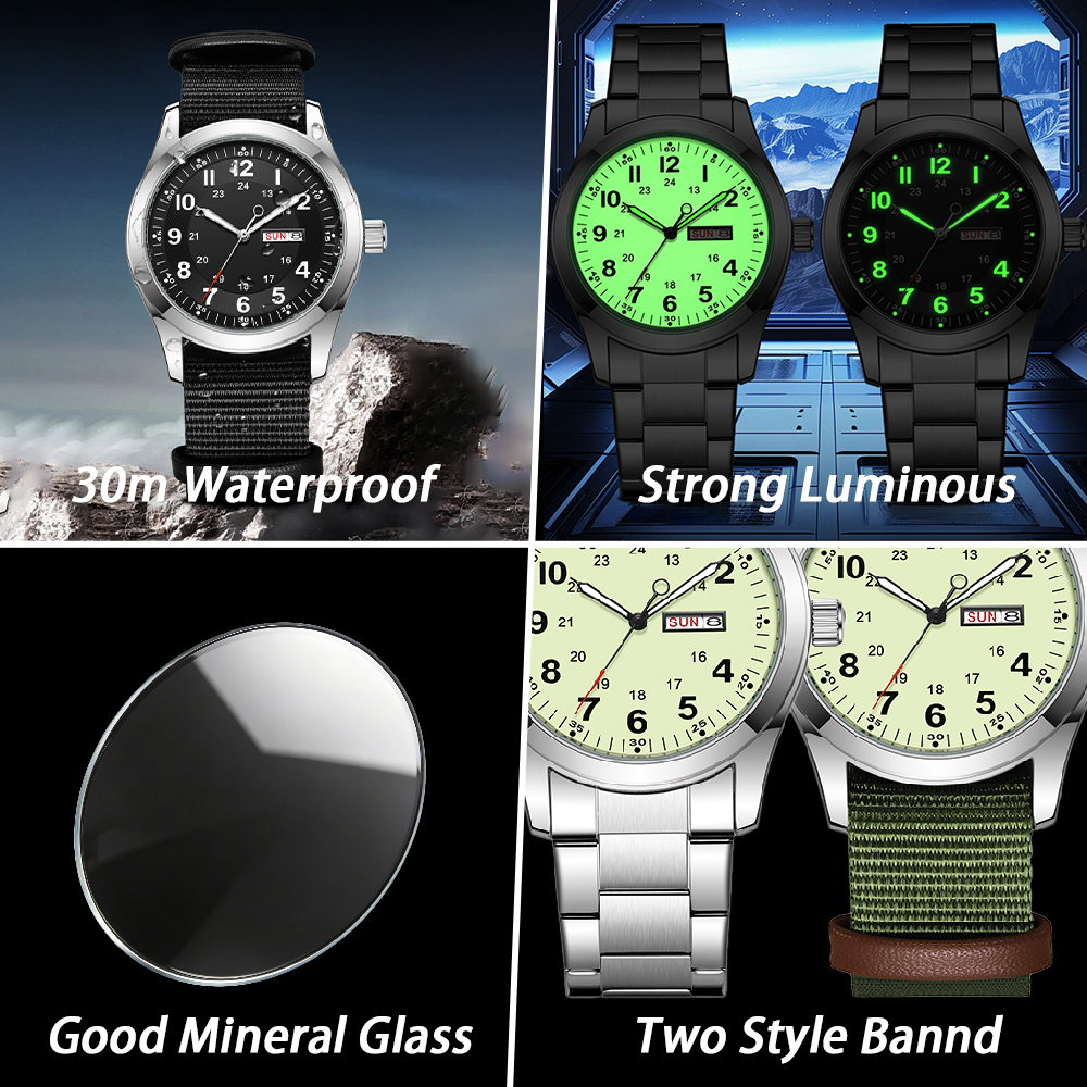 2026 Men's 42mm Watch Glow in  - مراجعة Canvas Strap Watch وسعره