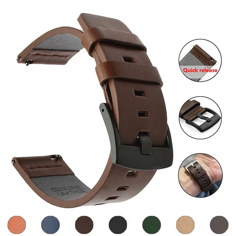 20mm 22mm Watch Band Quick Rel - مراجعة Leather Strap Quick Release وسعره