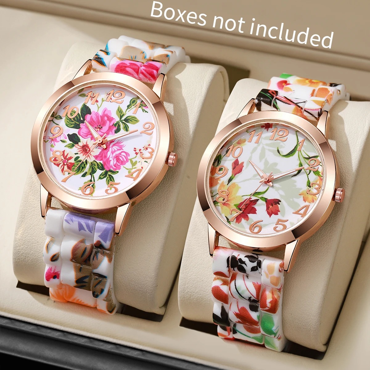 2PCS Fashion Flower Printed Wo - مراجعة Silicone Band Women وسعره