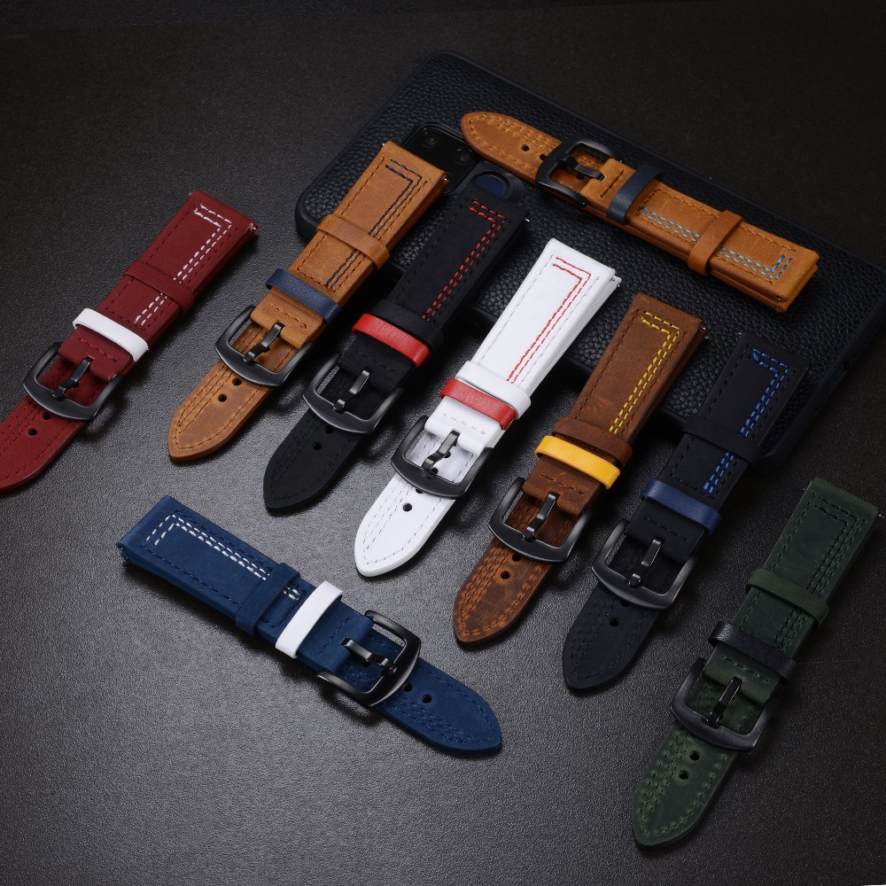 18mm 20mm 22mm 24mm  Compatibl - مراجعة Leather Strap Quick Release وسعره