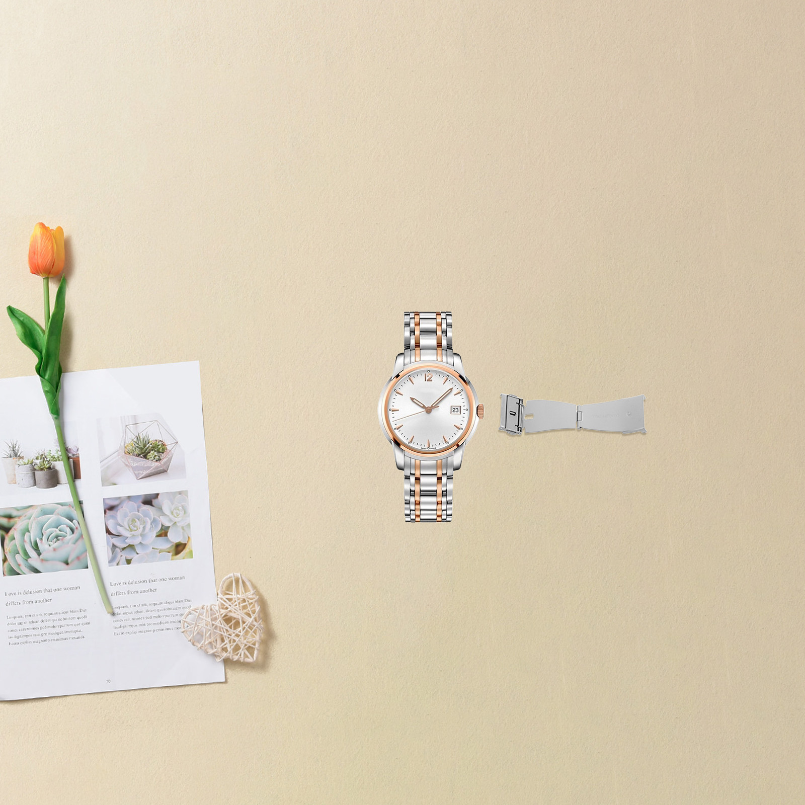 Solid Stainless Steel Watch Cl - مراجعة Butterfly Clasp Deployant وسعره