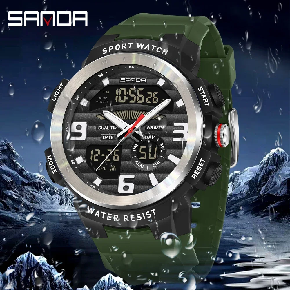 SANDA Multifunction Men Watch  - مراجعة Rubber Strap Diver وسعره