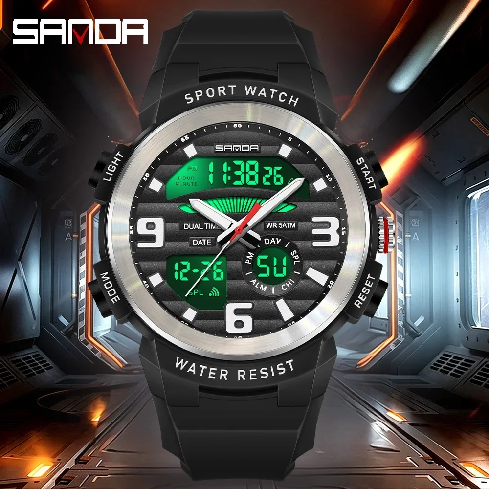 SANDA Multifunction Men Watch  - مراجعة Rubber Strap Diver وسعره