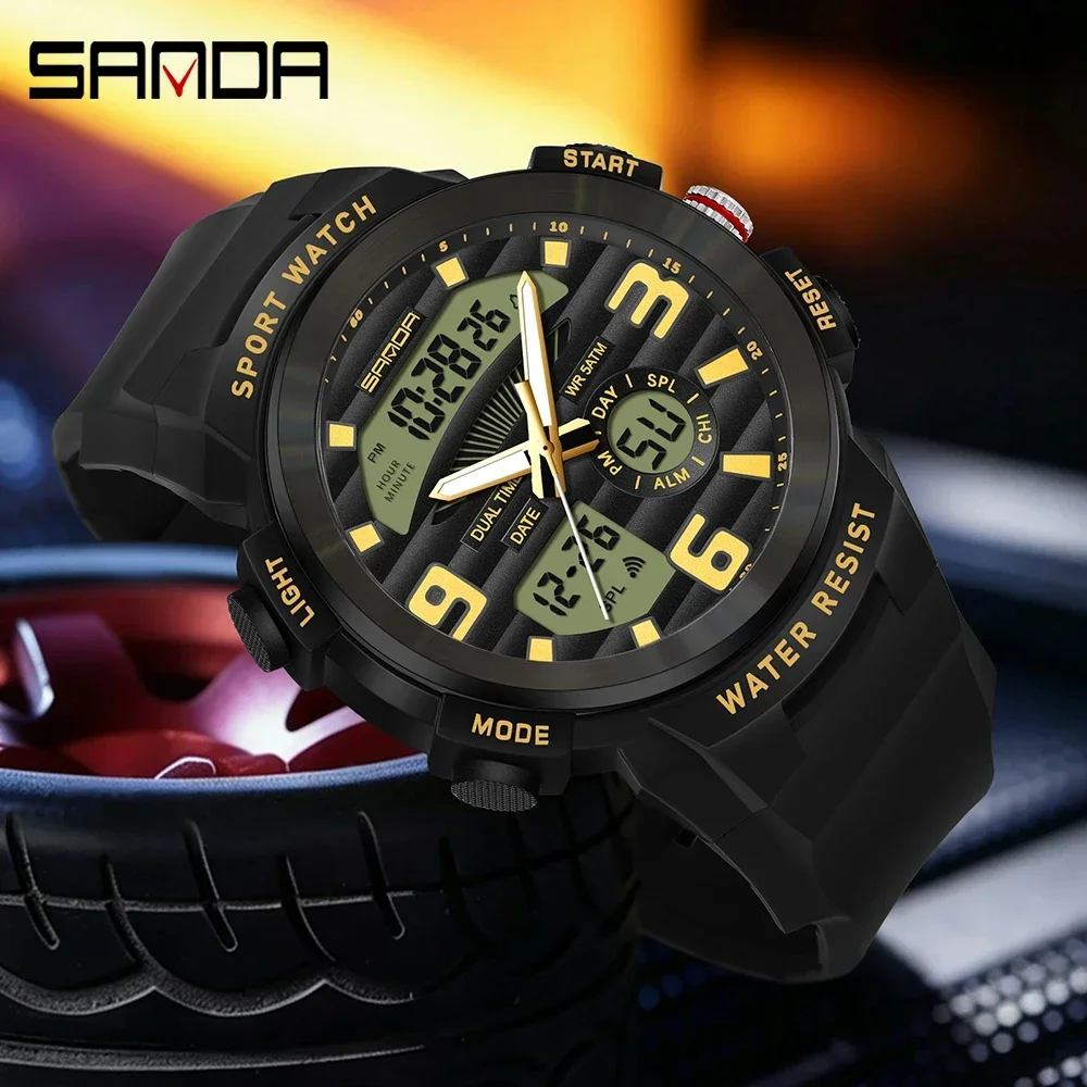 SANDA Multifunction Men Watch  - مراجعة Rubber Strap Diver وسعره