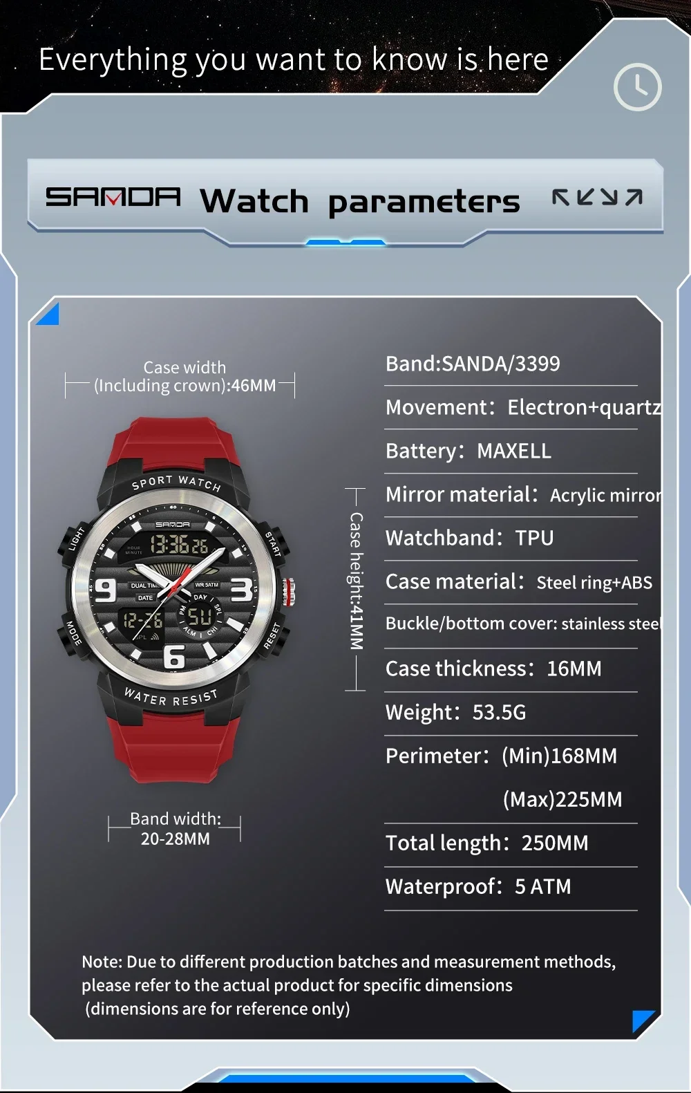 SANDA Multifunction Men Watch  - مراجعة Rubber Strap Diver وسعره
