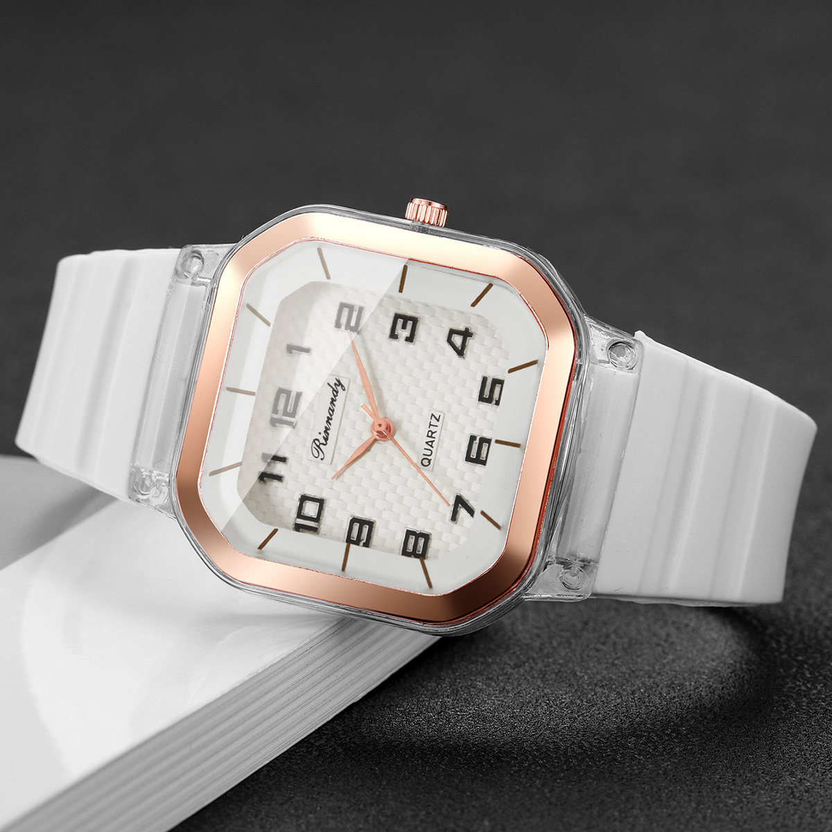 5PCS Fashion Square Arabic Dia - مراجعة Silicone Band Women وسعره