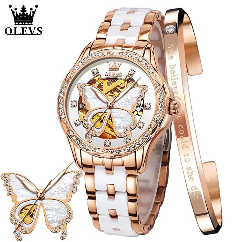OLEVS Women's Automatic Watche - مراجعة Butterfly Clasp Deployant وسعره