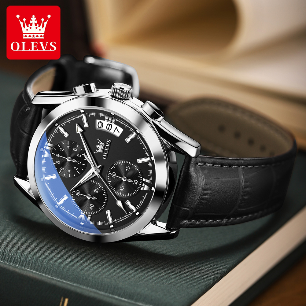 OLEVS Top Brand Luxury Men Wat - مراجعة Leather Watch Band Men وسعره