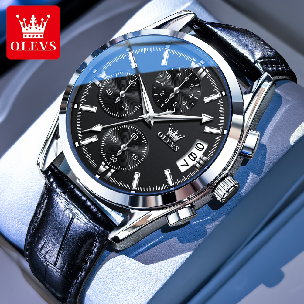 OLEVS Top Brand Luxury Men Wat - مراجعة Leather Watch Band Men وسعره